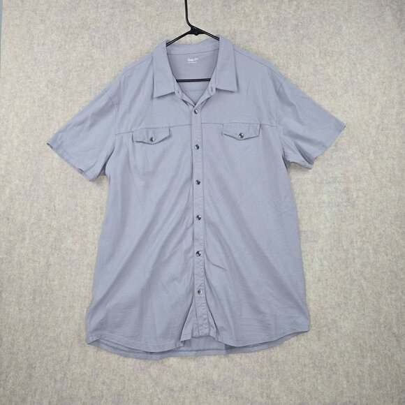 Gap XXL Tall Mens Short Sleeve Button-Up Shirt Gray Cotton - Picture 1 of 6